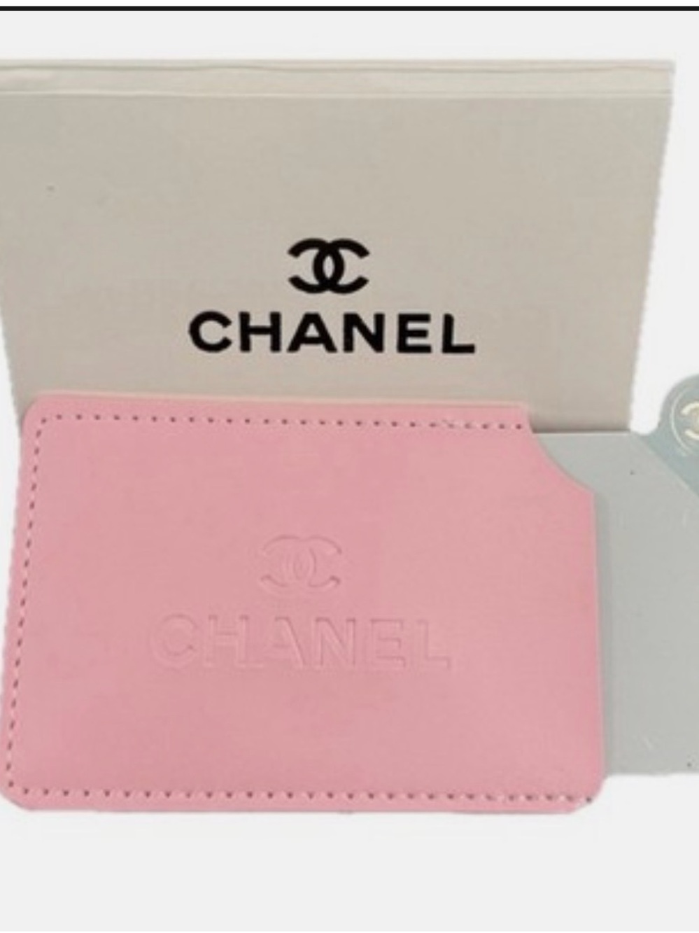CHANEL Pink Leather Card & Mirror - Picture 10 of 12